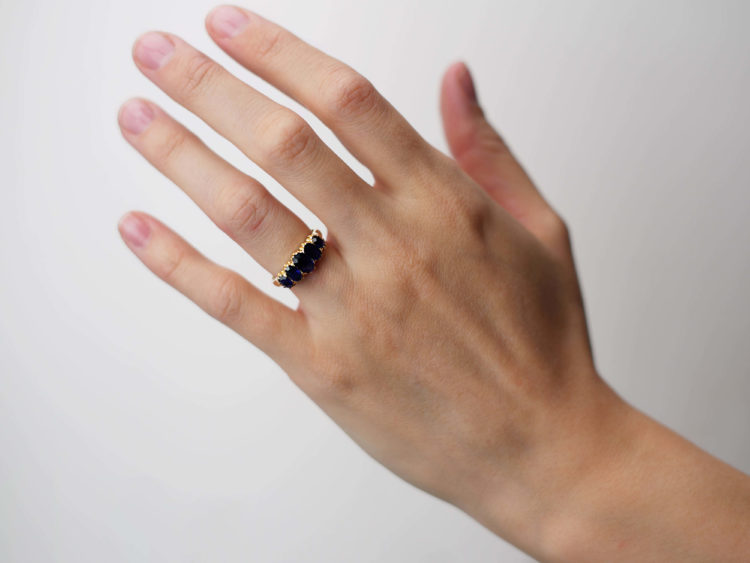 Victorian 18ct Gold Five Stone Sapphire Ring