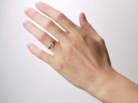 Edwardian 18ct Gold, Green Garnet & Diamond Cluster Ring
