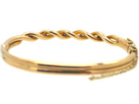 Edwardian 15ct Gold, Sapphire & Diamond Twist Bangle