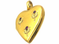 French Belle Epoque Two Colour 18ct Gold Heart Shaped Locket set with Rubies