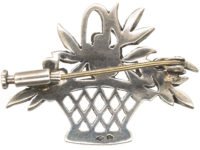 French Art Deco Silver & Marcasite Basket of Flowers Brooch