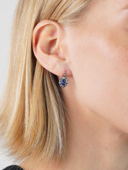 French Belle Epoque Rose Diamond & Garnet Doublet Earrings