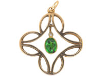 Edwardian 15ct Gold, Diamond & Green Garnet Pendant