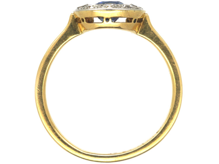 Edwardian 18ct Gold & Platinum, Sapphire & Diamond Cluster Ring