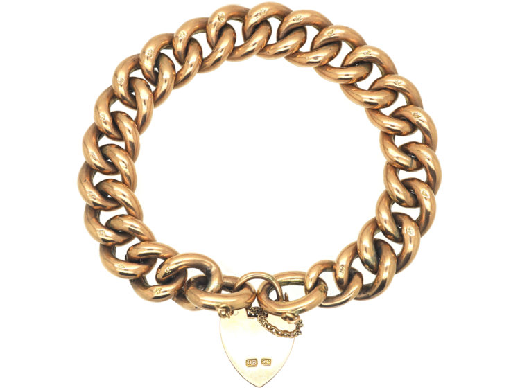 Edwardian 9ct Gold Curb Bracelet