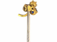 Edwardian 15ct Gold Sapphire, Ruby & Natural Split Pearl Shamrock Tie Pin