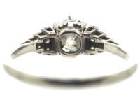 Art Deco Platinum & Diamond Solitaire Ring with Diamond Set Step Shoulders
