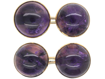Art Deco 15ct Gold & Cabochon Amethyst Cufflinks