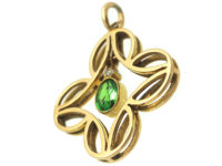 Edwardian 15ct Gold, Diamond & Green Garnet Pendant