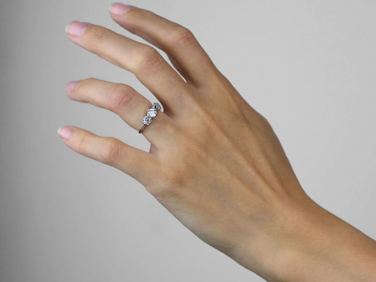 Art Deco Platinum Three Stone Diamond Ring