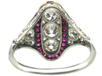 Art Deco Platinum, Ruby & Diamond Oval Shaped Ring