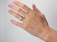Art Deco Platinum & Diamond Rectangular Ring with Emerald Cut Central Diamond