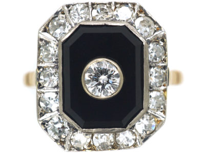 Art Deco 18ct Gold & Platinum, Onyx & Diamond Octagonal Shaped Ring Art Deco 18ct Gold & Platinum, Onyx & Diamond Octagonal Shaped Ring
