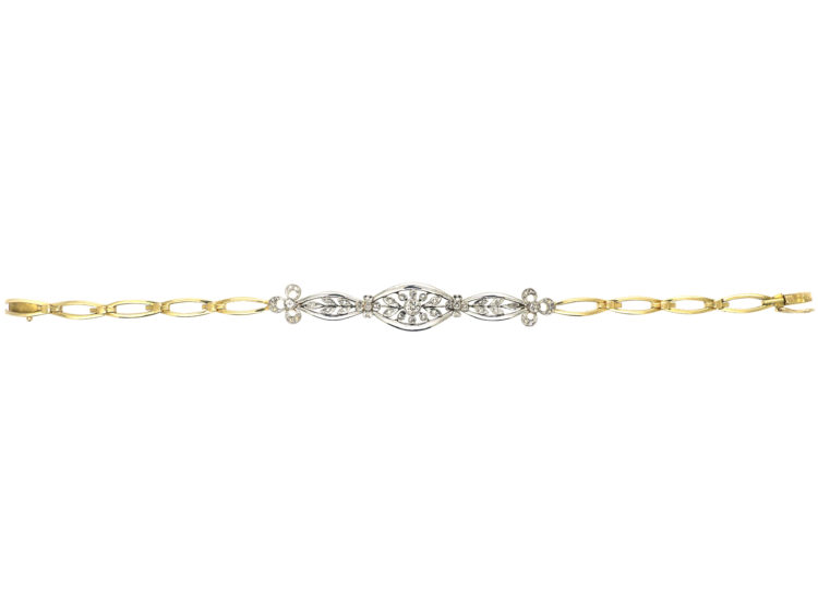 French Belle Epoque 18ct Gold, Platinum & Diamond Bracelet