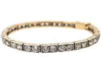 Art Deco 18ct Gold, Platinum & Diamond Articulated Line Bracelet