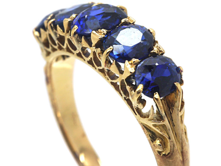 Victorian 18ct Gold Five Stone Sapphire Ring