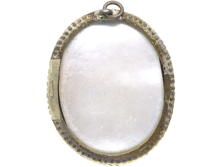 Georgian Cut Steel & Porcelain Pendant of an Angel