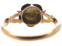 Victorian 9ct Gold Forget Me Not Flower Ring set with Turquoise & a Rose Diamond