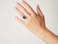 Art Deco 18ct Gold & Platinum, Onyx & Diamond Octagonal Shaped Ring