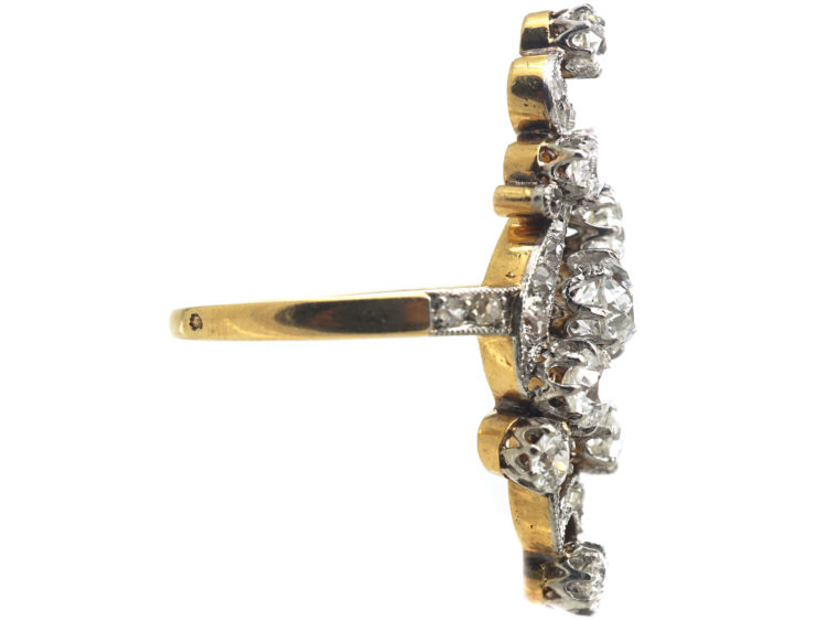 Art Nouveau 18ct Gold & Platinum Diamond Twist Ring