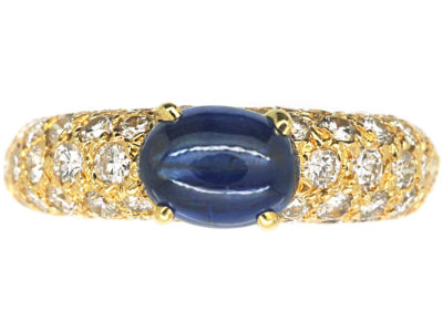 French 18ct Gold Sapphire & Diamond Ring by Cartier