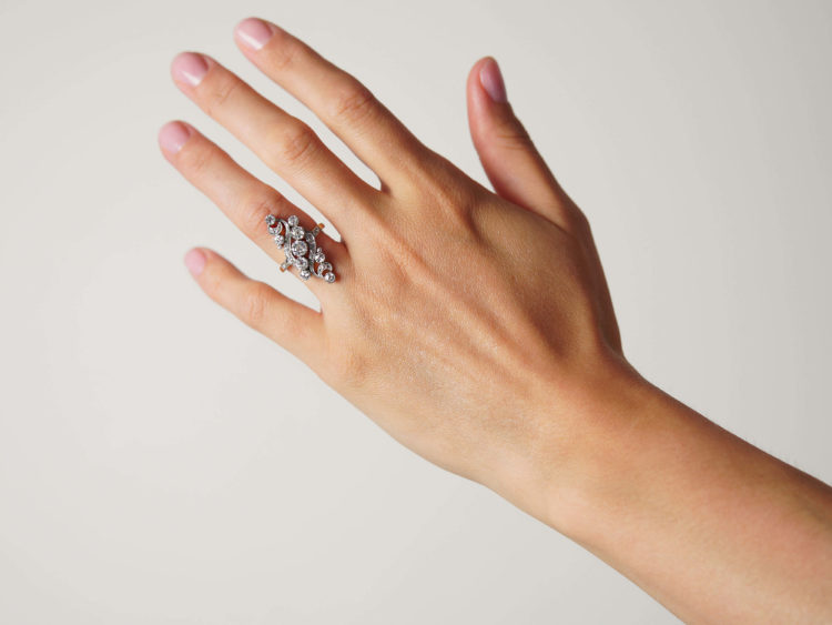 Art Nouveau 18ct Gold & Platinum Diamond Twist Ring