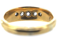 Victorian 18ct Gold Boat Shaped Five Stone Diamond Ring
