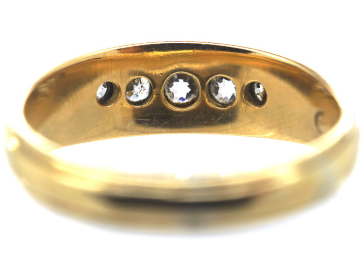 Victorian 18ct Gold Boat Shaped Five Stone Diamond Ring
