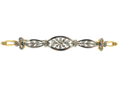 French Belle Epoque 18ct Gold, Platinum & Diamond Bracelet