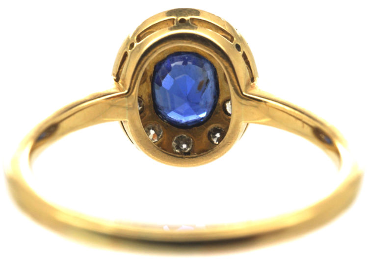 Edwardian 18ct Gold & Platinum, Sapphire & Diamond Cluster Ring