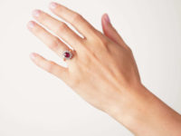 Edwardian 14ct Gold & Platinum, Ruby & Diamond Oval Cluster Ring