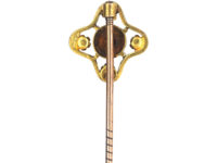 Edwardian 15ct Gold Tie Pin set with a Garnet & Four Natural Pearls