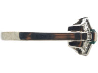Art Deco Style 18ct White Gold, Emerald & Diamond Ring