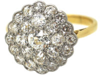 Edwardian 18ct Gold & Platinum, Pave Set Diamond Cluster Ring