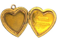 Edwardian 9ct Back & Front Heart Shaped Locket set with Red & White Paste