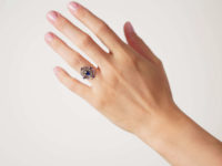 Edwardian 18ct Gold, Sapphire & Rose Diamond Open Cluster Ring