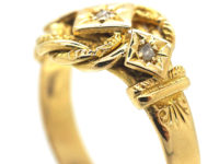 Edwardian 18ct Gold Knot Ring set with Three Diamonds