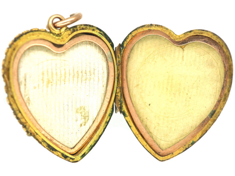 Edwardian 9ct Gold Heart Shaped Locket set with a Natural Split Pearl