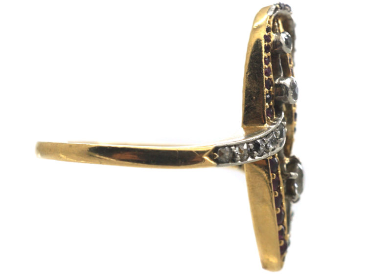 Art Nouveau 18ct Gold & Platinum, Diamond & Ruby Ring