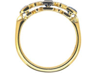 Art Deco 18ct Gold & Platinum, Sapphire & Diamond Five Stone Ring