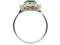 18ct White Gold Emerald & Diamond Oval Shaped Ring