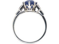 Art Deco Platinum, Ceylon Sapphire & Diamond Ring
