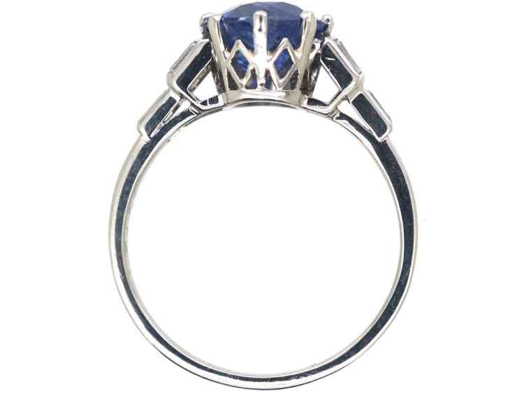 Art Deco Platinum, Ceylon Sapphire & Diamond Ring
