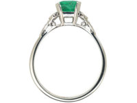 Art Deco Platinum, Emerald & Diamond Ring