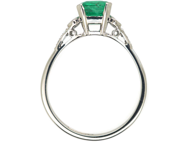 Art Deco Platinum, Emerald & Diamond Ring