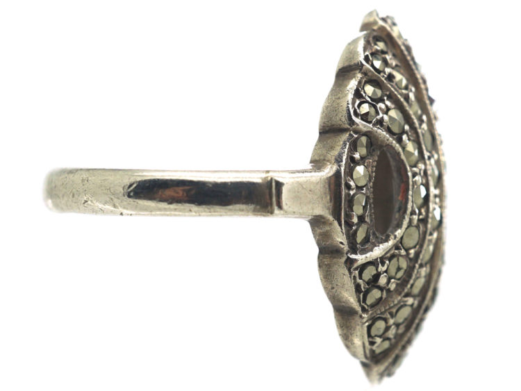 Art Deco Silver & Marcasite Oval Ring