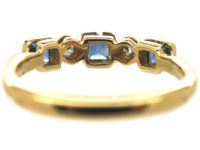 Art Deco 18ct Gold & Platinum, Sapphire & Diamond Five Stone Ring