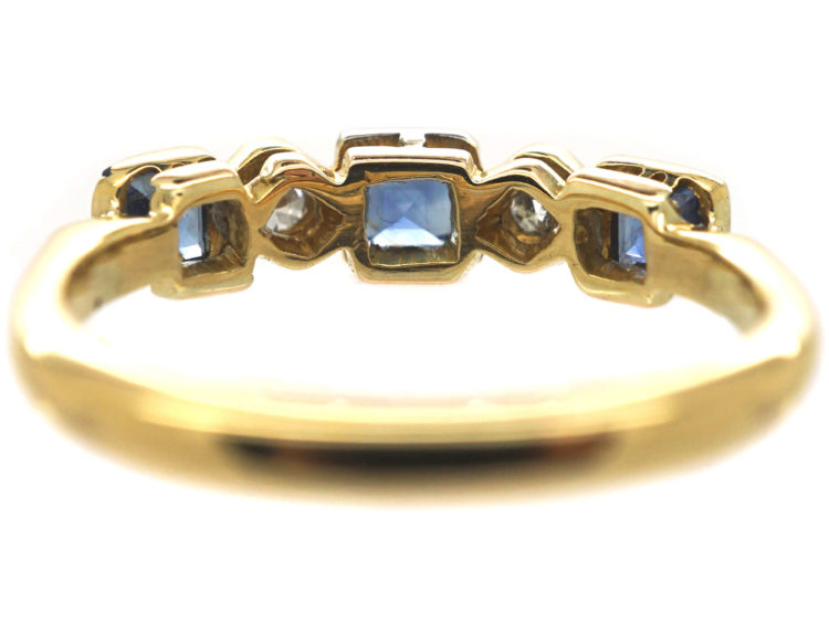 Art Deco 18ct Gold & Platinum, Sapphire & Diamond Five Stone Ring