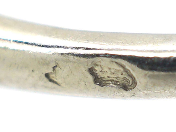 French Art Deco 18ct White Gold and Platinum, Diamond Catherine Wheel Design Ring