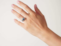 Art Deco Platinum, Aquamarine & Diamond Wrap Over Buckle Design Ring